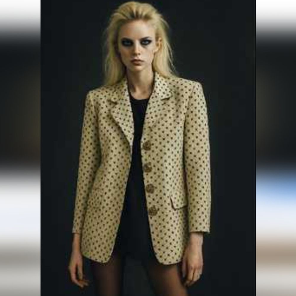 Anne Klein Tan Floral Print Blazer Jacket 6
